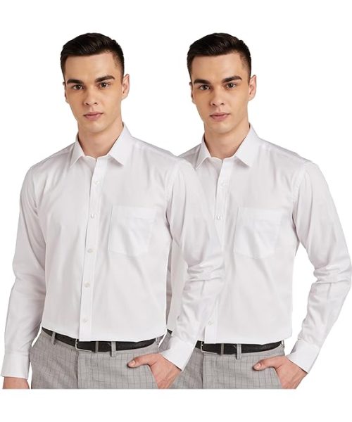 Amazon Brand - Symbol Men Formal Regular Fit Shirt (Pack of 2)
