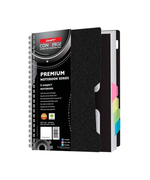 Luxor 5 Subject Notebook | 70 gsm Paper | Single Ruled |